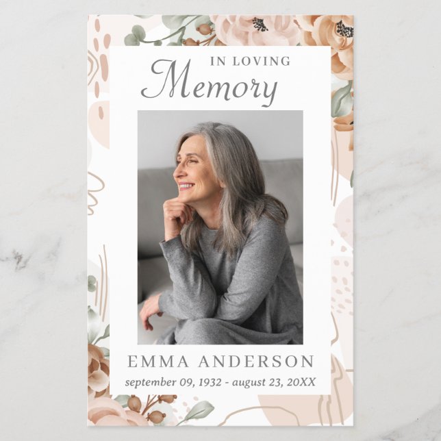 I Loving Memory | Photo Funeral Prayer Flygblad (Framsidan)