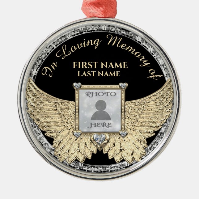 I Loving Memory Photo Memorial Diamond Titta på me Julgransprydnad Metall (Framsidan)