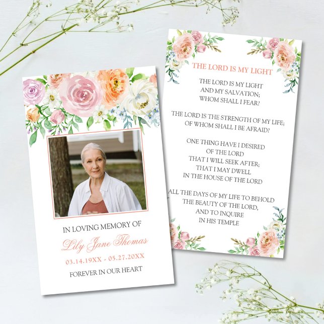 I Loving Memory Photo Memorial Elegant Peach Ro Visitkort (Skapare uppladdad)