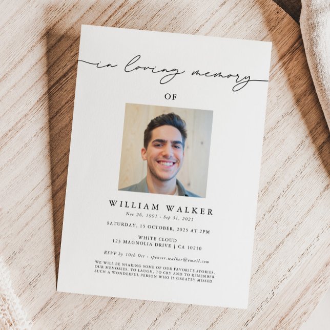 I Loving Memory Photo Memorial Service Funeral Inbjudningar (Skapare uppladdad)