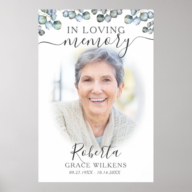 I Loving Memory Photo Script Eucalyptus Greenery Poster (Framsidan)