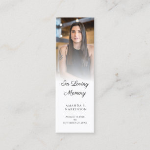 I Loving Memory Photo Simple Funeral Bookmark Mini Visitkort