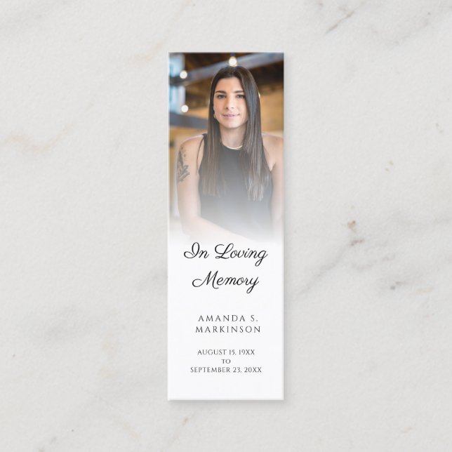 I Loving Memory Photo Simple Funeral Bookmark Mini Visitkort (Framsida)