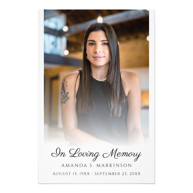 I Loving Memory Photo Simple Funeral Service Fototryck (Framsidan)