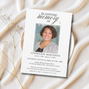 I Loving Memory Photo Simple Modern Funeral Inbjudningar