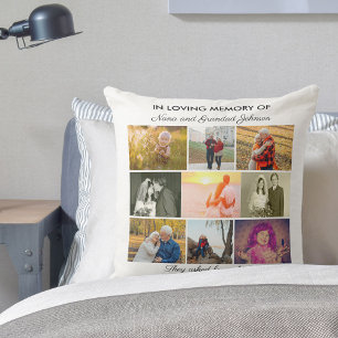 I Loving Memory Quote och 9 Photo Collage White Kudde