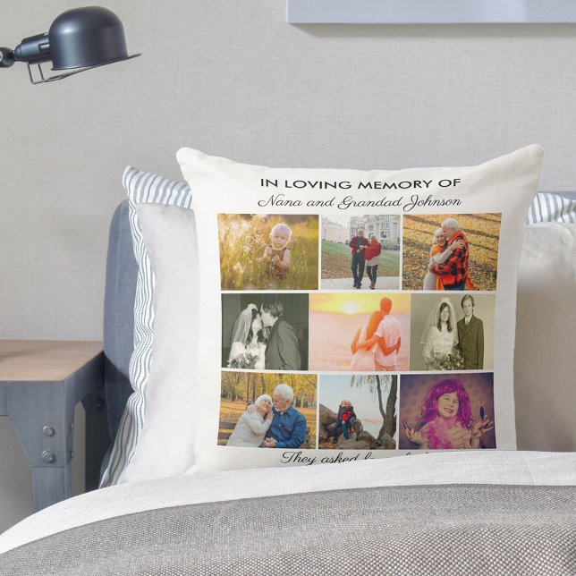I Loving Memory Quote och 9 Photo Collage White Kudde (Skapare uppladdad)