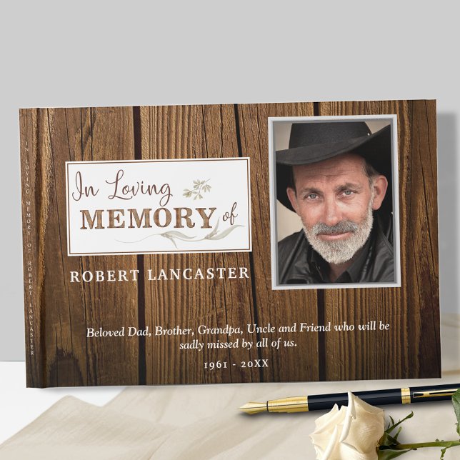 I Loving Memory Rustic Wood, Funeral Photo Gästböcker (Skapare uppladdad)