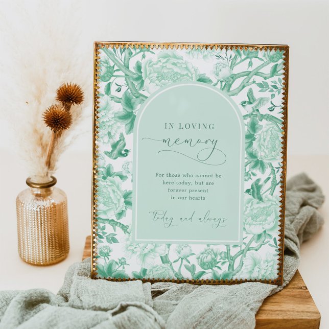 I Loving Memory | Sage Chinoiserie Bröllop Sign Poster (Skapare uppladdad)