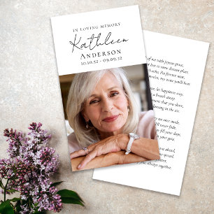 I Loving Memory Script Funeral Prayer Card Visitkort