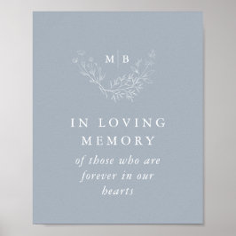 I Loving Memory Sign Dusty Blue Monogram Bröllop Poster