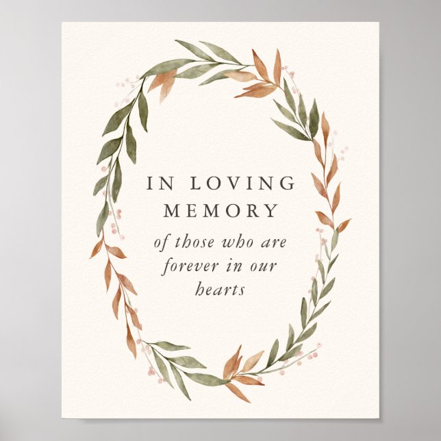 I Loving Memory Sign Elegant Fall WAN Bröllop Poster (Framsidan)