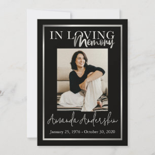 I Loving Memory Silver Funeral Memorial Photo Inbjudningar