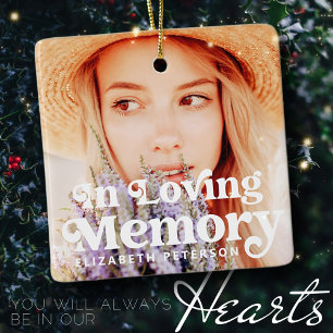 I Loving Memory Simple Anpassningsbar Photo Memori Julgransprydnad Keramik