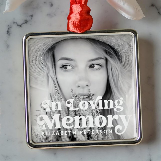 I Loving Memory Simple Anpassningsbar Photo Memori Julgransprydnad Metall (Skapare uppladdad)