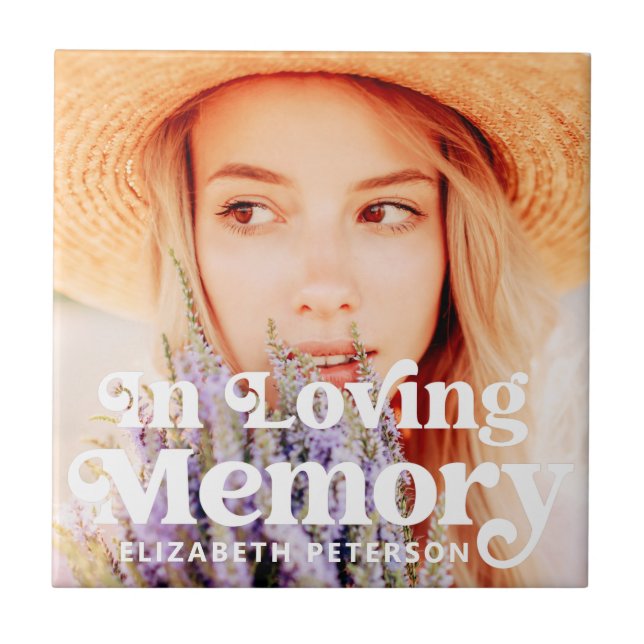 I Loving Memory Simple Anpassningsbar Photo Memori Kakelplatta (Framsidan)