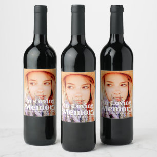 I Loving Memory Simple Anpassningsbar Photo Memori Vinflaska Etikett