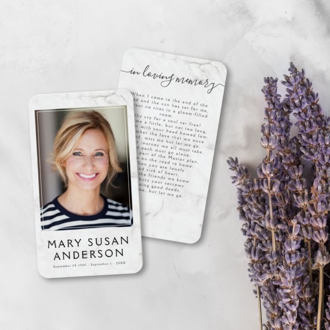 I Loving Memory Simple Marble Photo Dikt Card Visitkort (Skapare uppladdad)