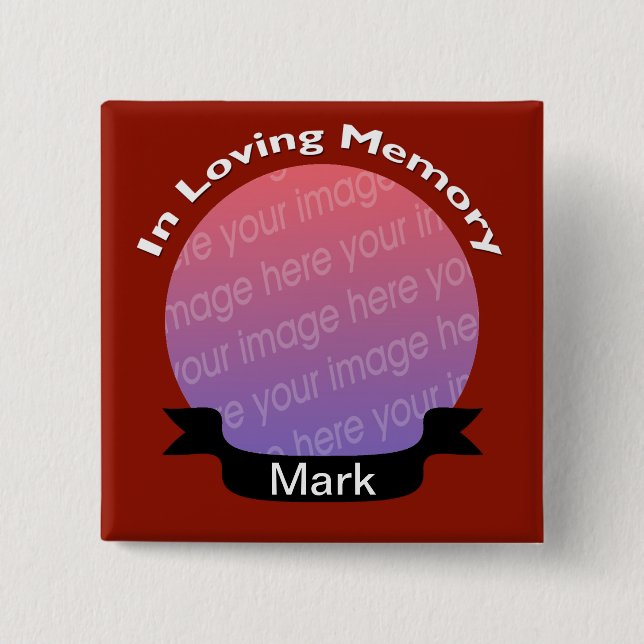 I Loving Memory Square Photo Button Red Knapp (Framsida)
