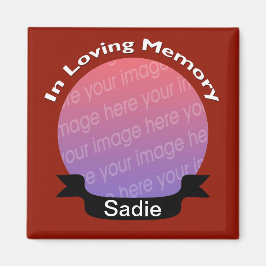 I Loving Memory Square Photo Magnet Red