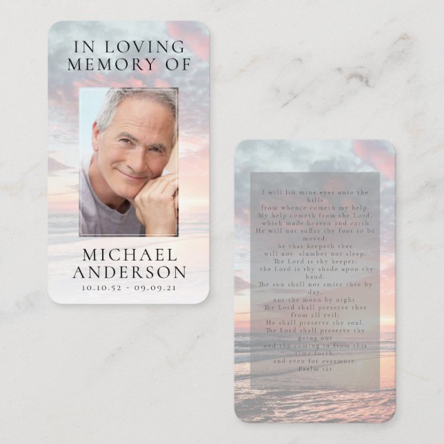 I Loving Memory Sunset Memorial Prayer Card (Fram/baksida)