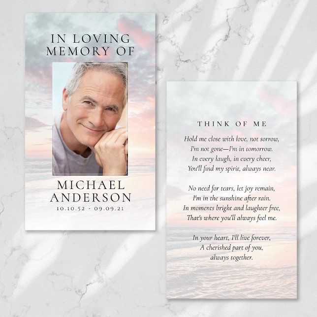 I Loving Memory Sunset Memorial Prayer Card Anteckningskort (Skapare uppladdad)