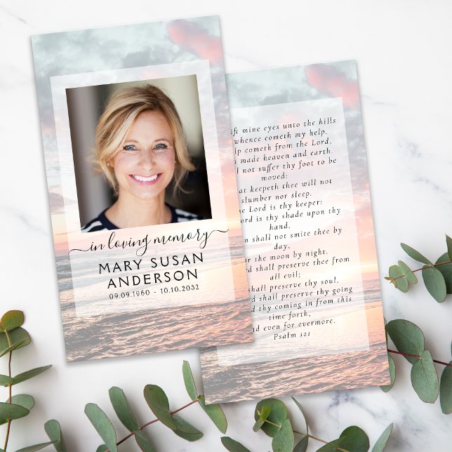 I Loving Memory Sunset Memorial Prayer Card Visitkort (Skapare uppladdad)