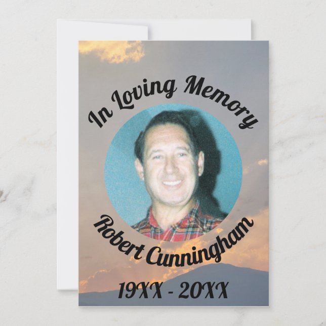 I Loving Memory Sunset Photo Memorial Card Inbjudningar (Framsida)