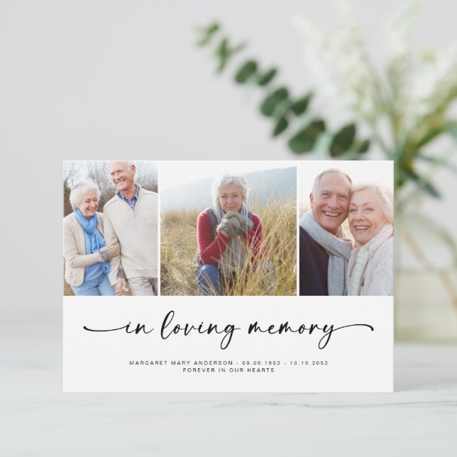 I Loving Memory | Tre fotografier Funeral Sympathy Tack Kort (Stående Fram)