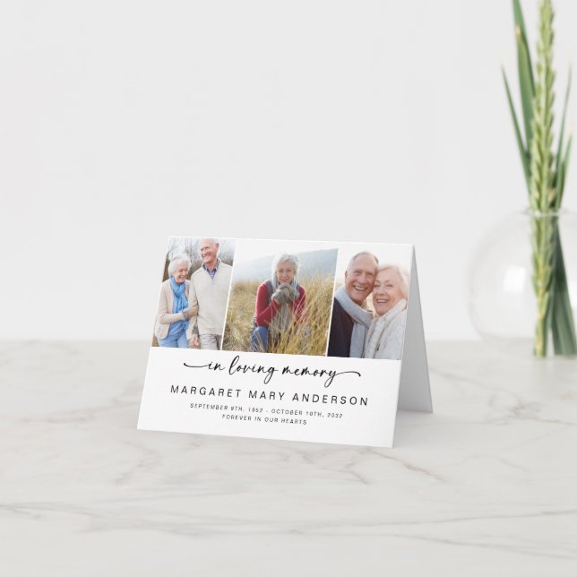 I Loving Memory | Tre fotografier Funeral Sympathy Tack Kort (Framsida)