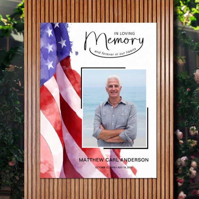 I Loving Memory US Flagga Funeral Memorial Poster (In Loving Memory United States Flag Military Funeral Memorial Poster - PRINTED or INSTANT DOWNLOAD)