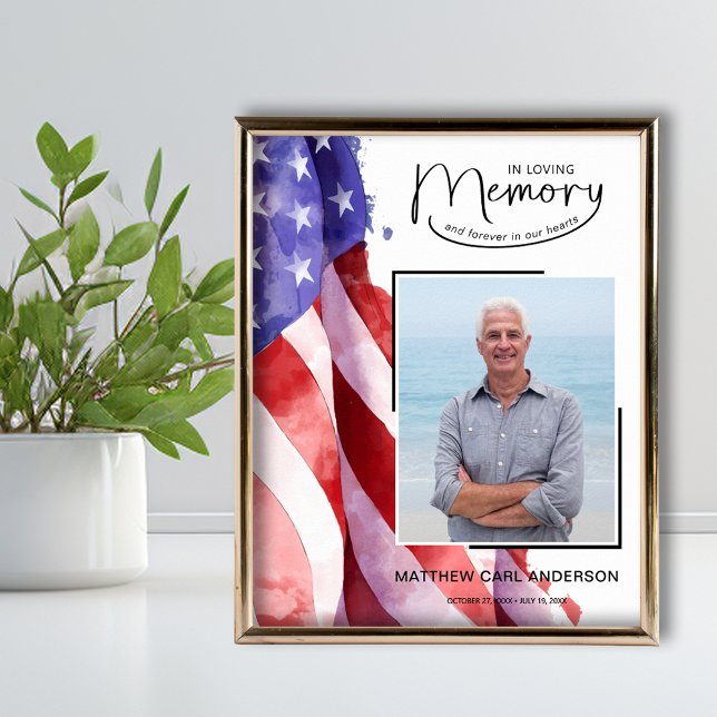 I Loving Memory US Flagga Funeral Memorial Poster (In Loving Memory US Flag funeral memorial poster (frame not included))