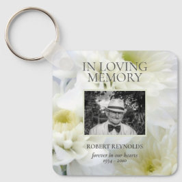 I Loving Memory White Flowers Photo Keychain Nyckelring