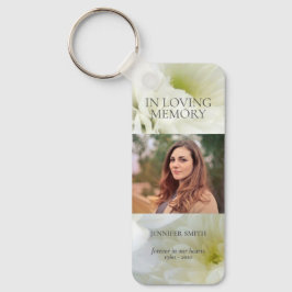I Loving Memory White Flowers Photo Keychain Nyckelring
