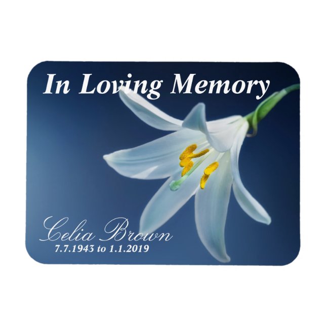 I Loving Memory White Lily | begravning, minnesmär Magnet (Horisontell)