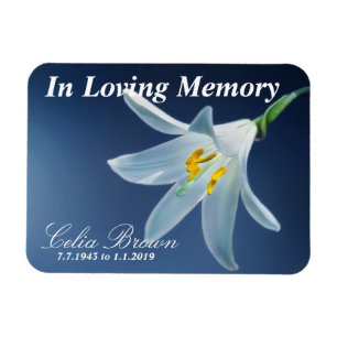I Loving Memory White Lily  Funeral, Memorial Magnet