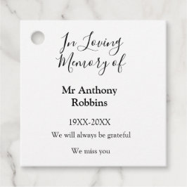 I Loving minne av namn begravningsminne Gåvor Etiketter