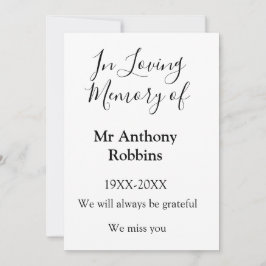 I Loving minne av namn begravningsminne Inbjudningar