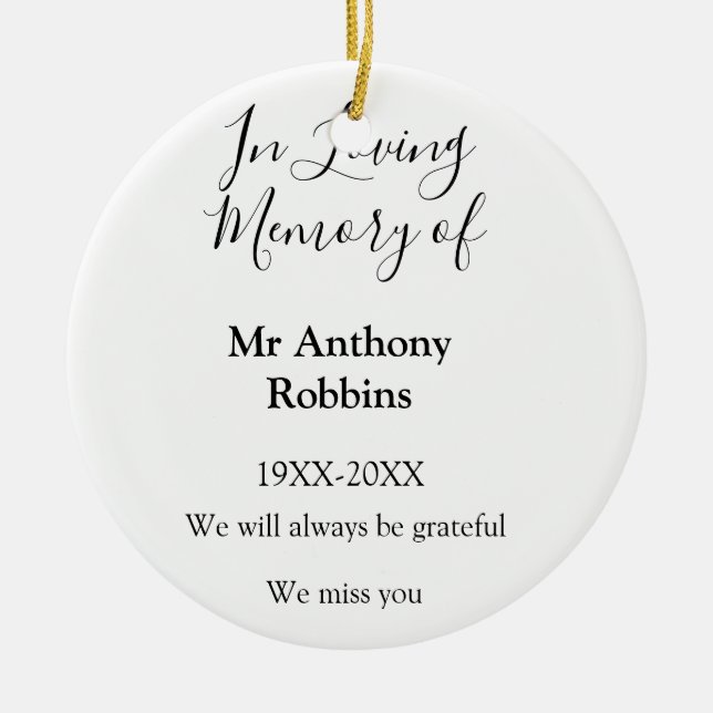 I Loving minne av namn begravningsminne Julgransprydnad Keramik (Framsidan)