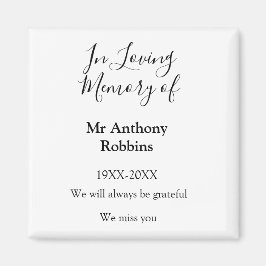 I Loving minne av namn begravningsminne Magnet