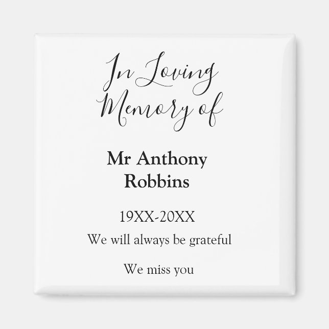 I Loving minne av namn begravningsminne Magnet (Framsidan)