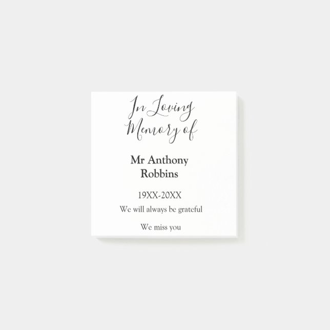 I Loving minne av namn begravningsminne Post-it Block (Framsida)