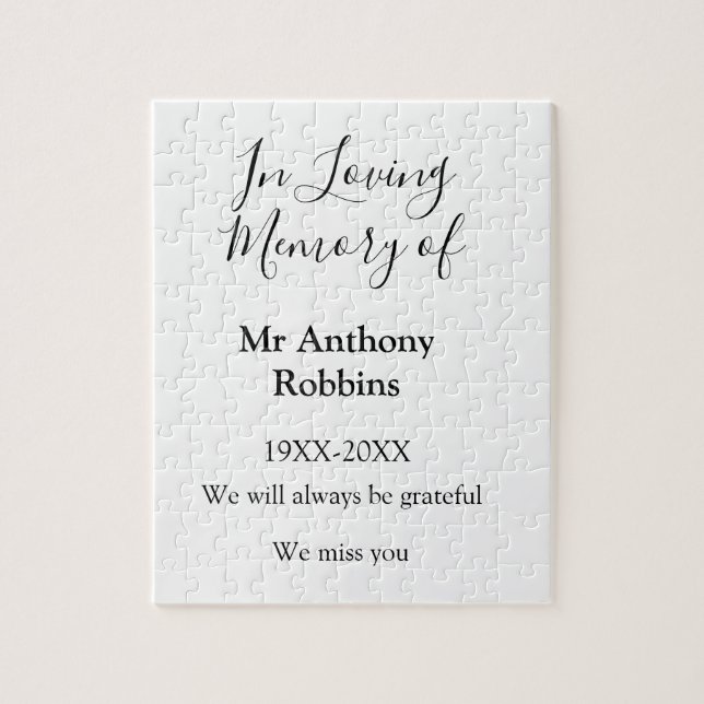 I Loving minne av namn begravningsminne Pussel (Vertikal)