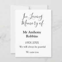 I Loving minne av namn begravningsminne