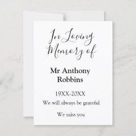 I Loving minne av namn begravningsminne Vykort