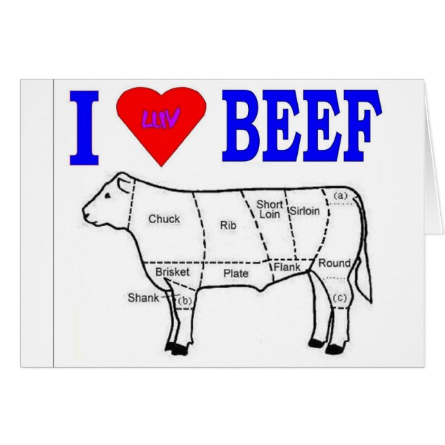 I LUV BEEF HÄLSNINGSKORT (Framsidan Horizontal)