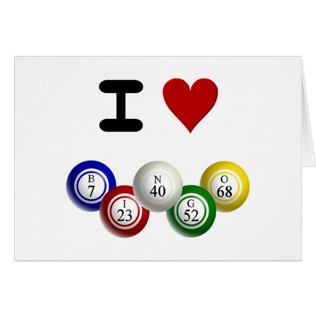 I Luv Bingo Hälsningskort (Framsidan Horizontal)