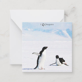 I Luv (Heart) Penguins Note Card Anteckningskort