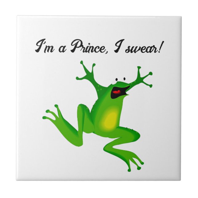 I’m a Fairy Tale Prince Funny Green Frog Cartoon Kakelplatta (Framsidan)