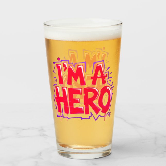 I’m a Hero Graffiti Bold Neon Street Art Statement Glaskopp (Framsida fylld)